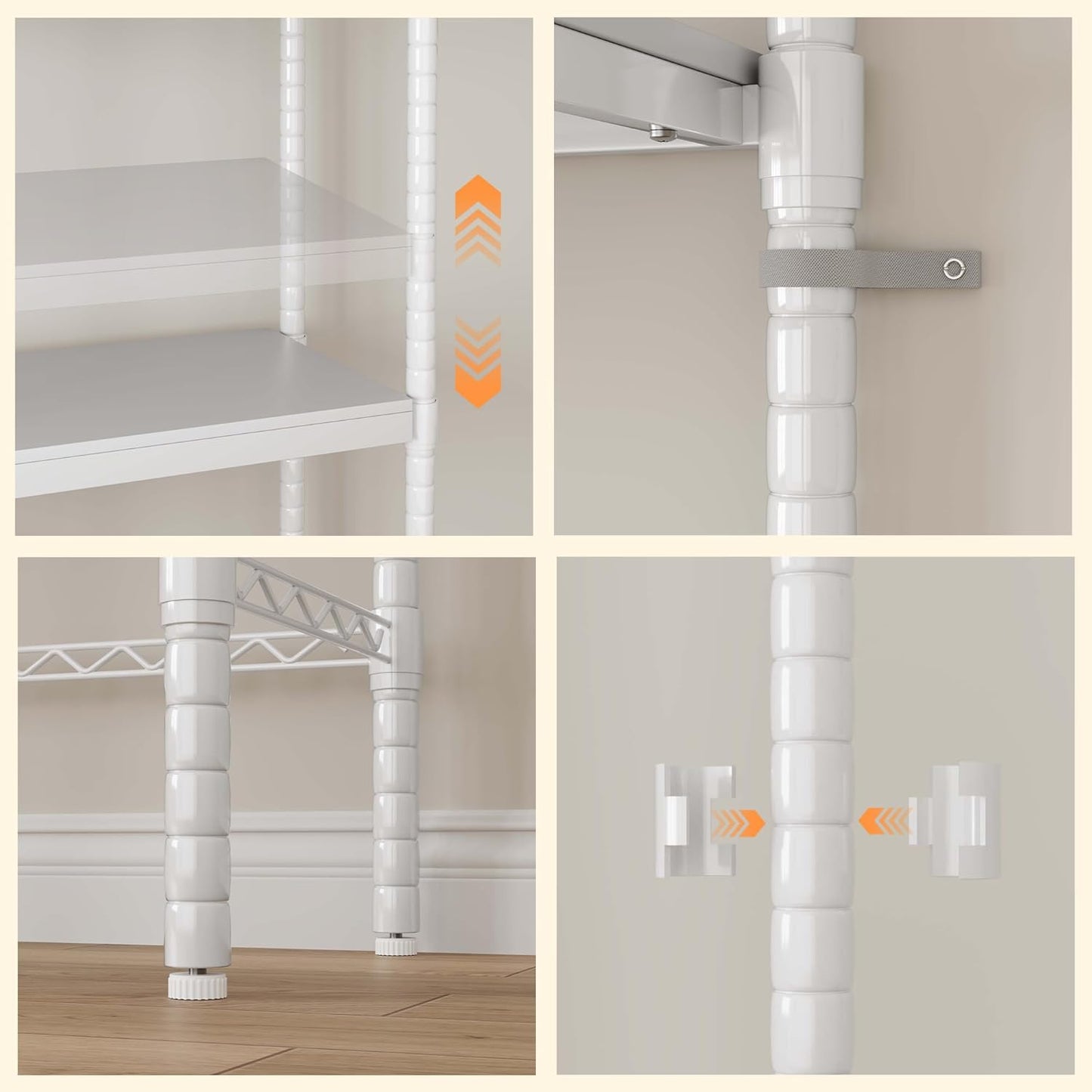 CABIHOME 5-Tier Over-The-Washer Shelf - Adjustable Height Laundry Organizer Space Saver, Double-Layer 100lb Shelves, 2 Hooks for Bathroom/Balcony (White) - NestledHome