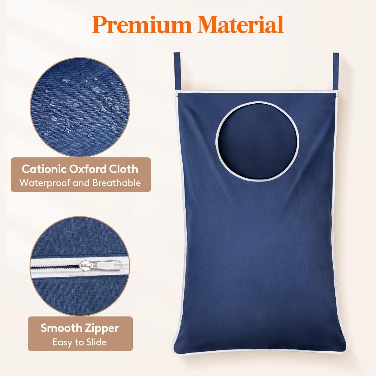 Lifewit 2 Pack Over Door Laundry Hamper, Large Collapsible Hanging Laundry Hamper, Hanging Laundry Basket Bag for Bathroom Bedroom Dirty Clothes Storage Organizer, Dark Blue - NestledHome