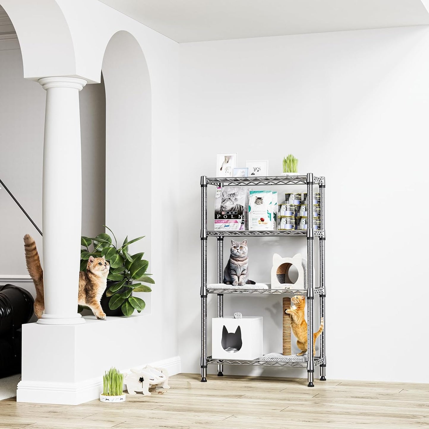 1000 lbs 4 Tier Shelf Metal Storage Shelves Wire Rack Closet Organizers for Garage Kitchen Bathroom Laundry Chrome 11.8" D x 25.6" W x 45.5" H - NestledHome