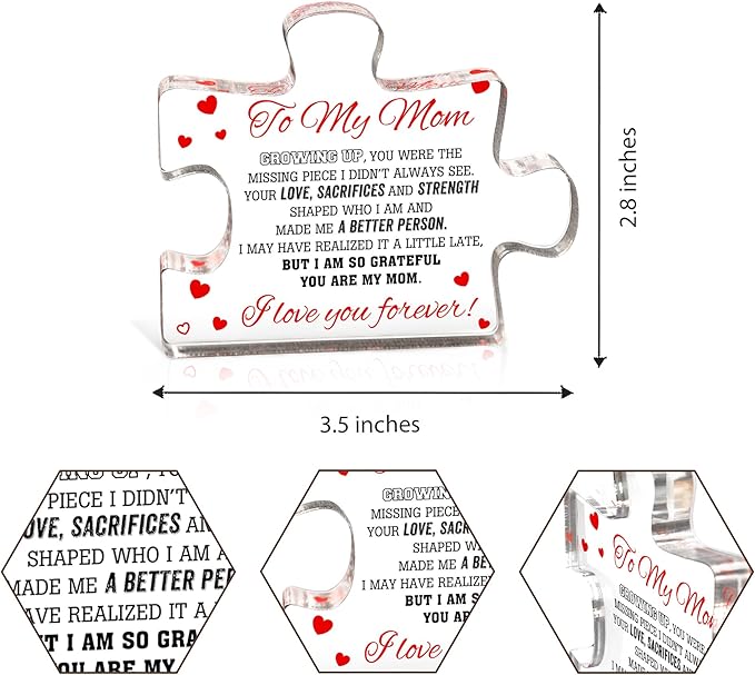 To My Mom Puzzle Piece Gift, Mothers Day Gifts for Mom, Best Presents for Moms, Best mom Ever Gifts, Mothers Day Decor for Mother's Day