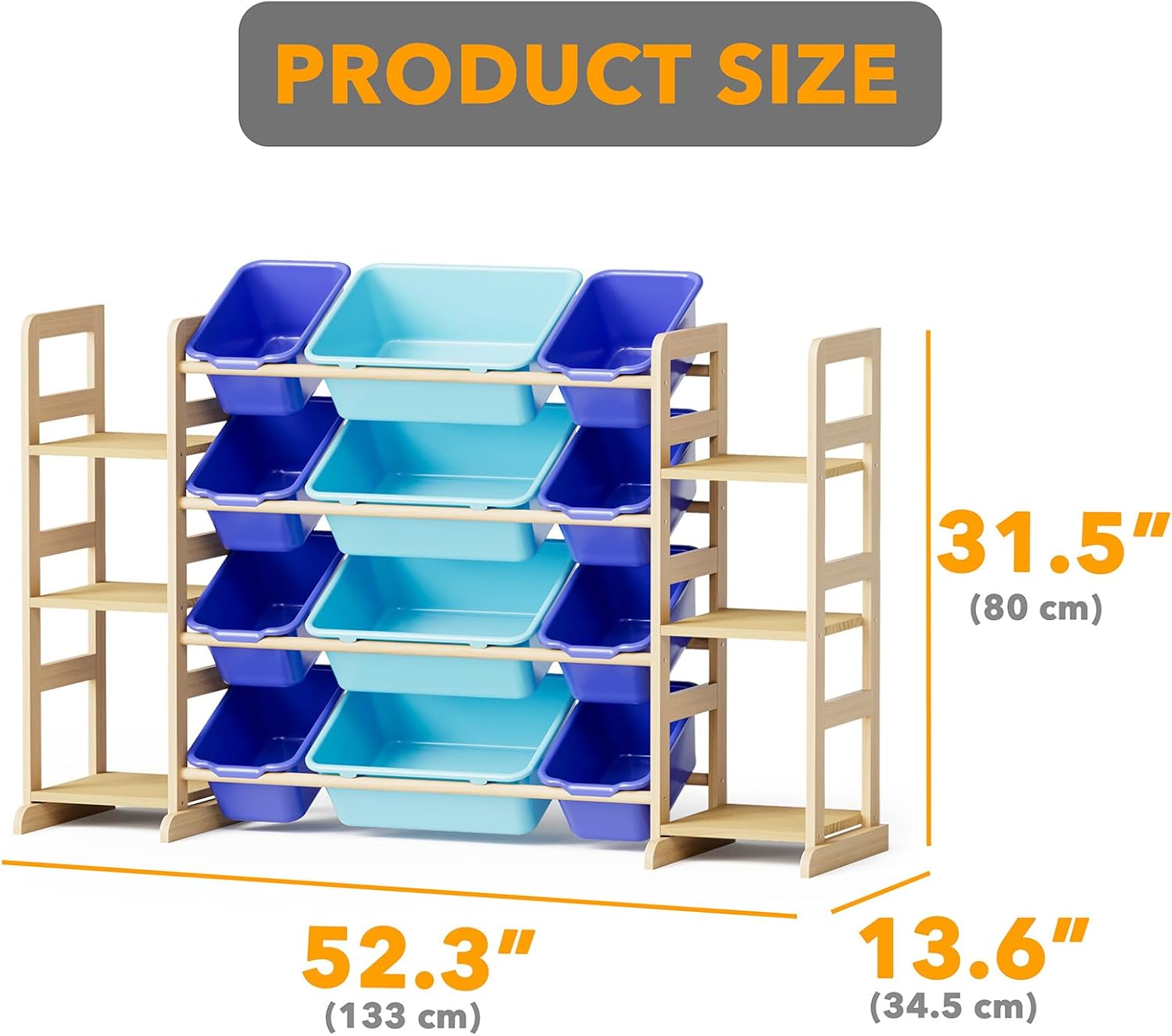 SpaceAid Toy Storage Organizer with 6 Shelves and 12 Bins, Toy Organizers Storage Bookshelf, Kids Bin Shelf Toys Box Bookcase for Bedroom Playroom Organization Room Decor, Blue and Navy Blue - NestledHome