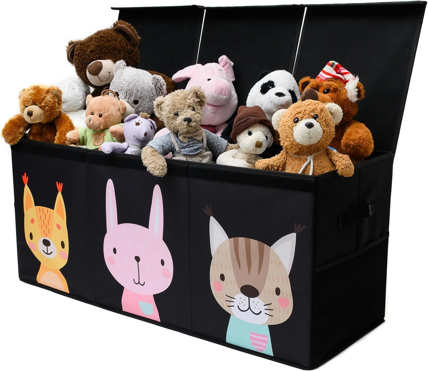 Extra Large Toy Storage Organizer with Lid - Sturdy, Collapsible Toy Chest Storage Box with Cute Design - Toys Bin with Dividers for Kids, Boys, Girls, Nursery, Bedroom, Play room 37"x16"x14" - NestledHome