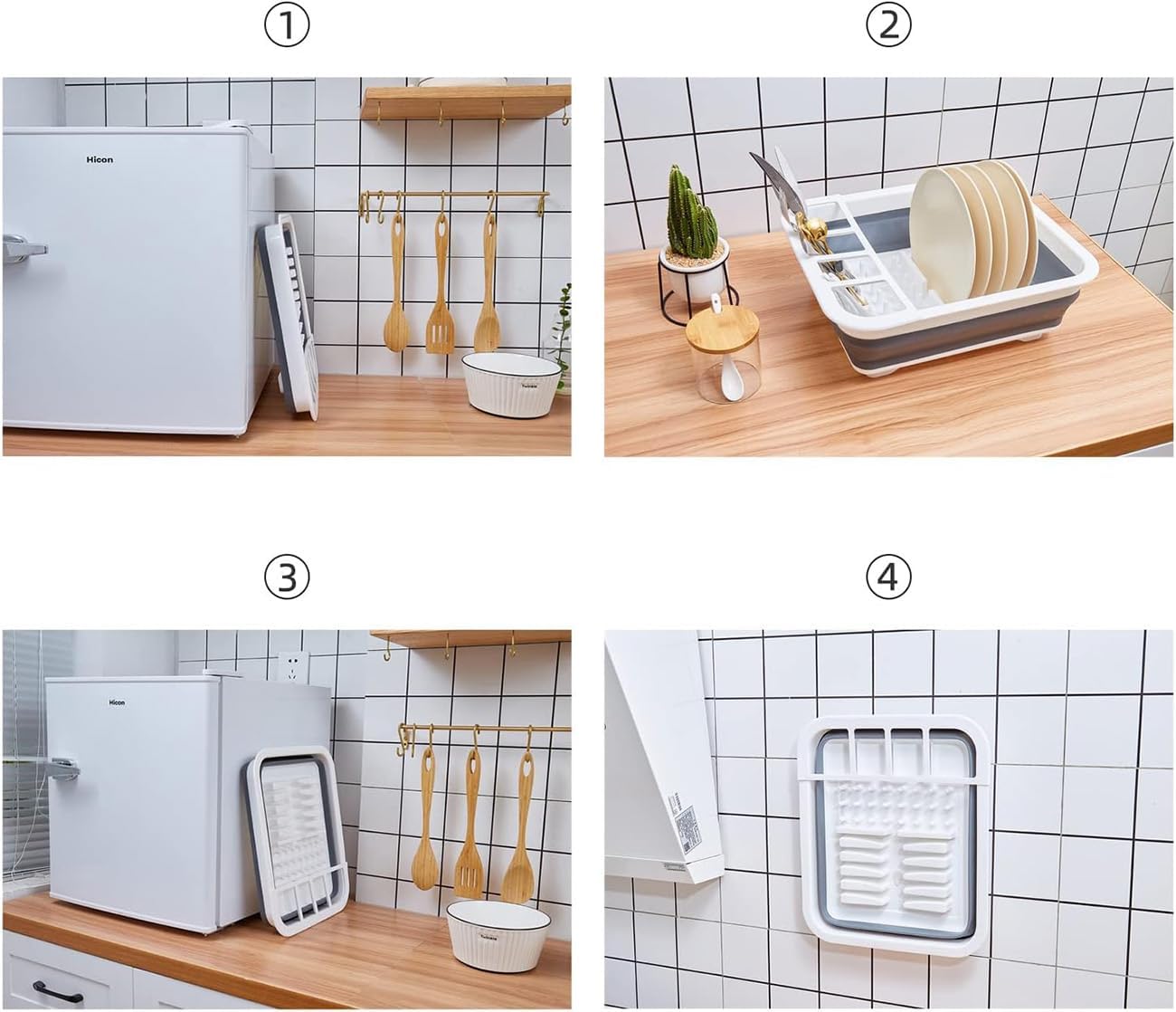 THANSTAR Collapsible Dish Drying Rack for RV Kitchen, Foldable Drainer Organizer for Kitchen Countertop, Space Saving Portable Dish Rack for Campers, Travel Trailer & Small Spaces, Easy Storage, Grey - NestledHome