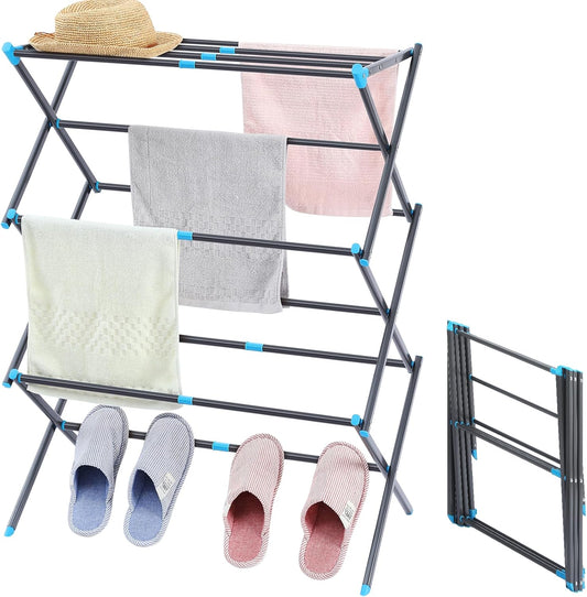 APEXCHASER Clothes Drying Rack, 3-Tier Laundry Drying Rack for Clothes, Expandable Metal Clothing Dryer, Collapsible Towel Rack, Air Drying Rack, Graphite - NestledHome