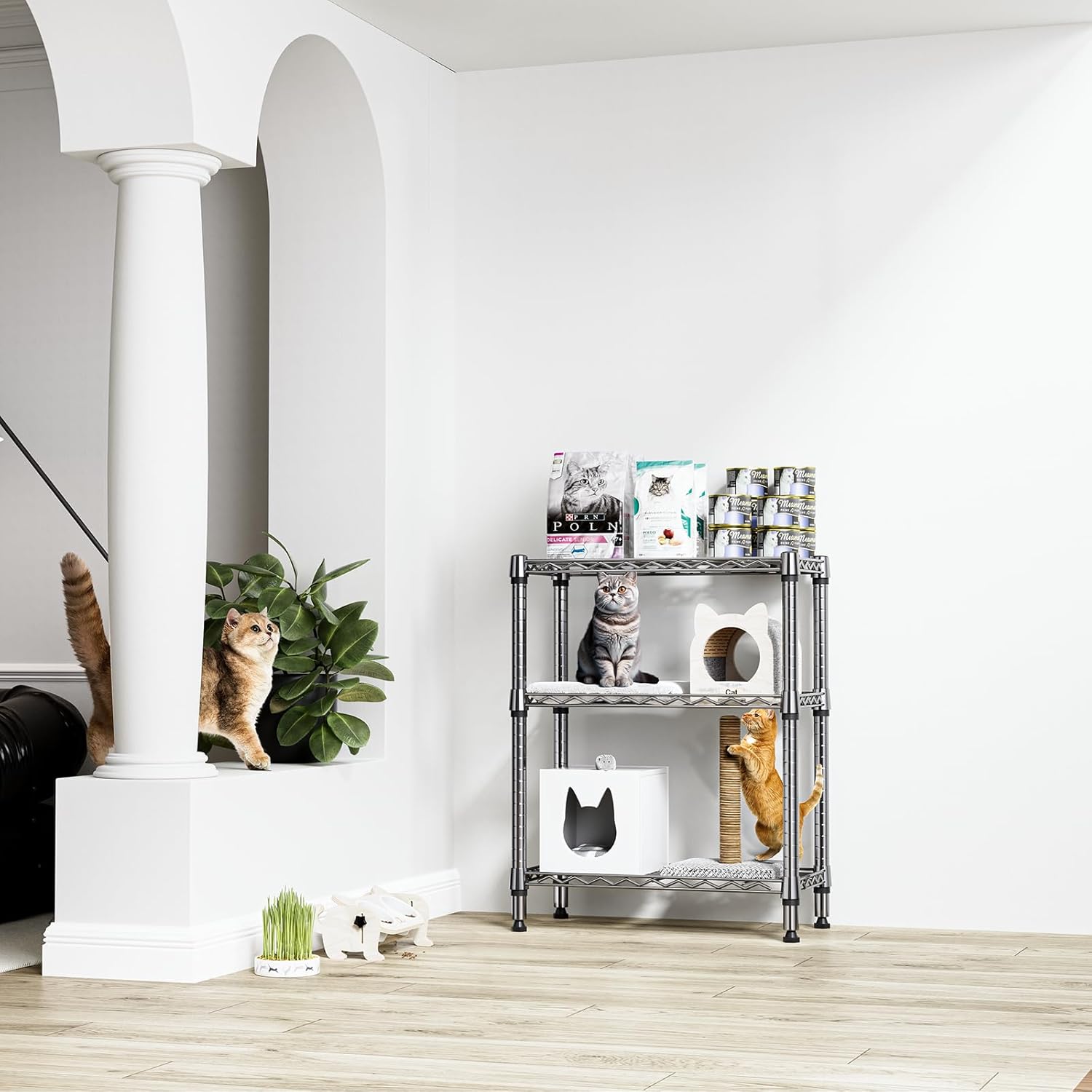 750 lbs 3 Tier Shelf Metal Storage Shelves Wire Rack Closet Organizers for Garage Kitchen Bathroom Laundry Chrome 11.8" D x 25.6" W x 31.5" H - NestledHome