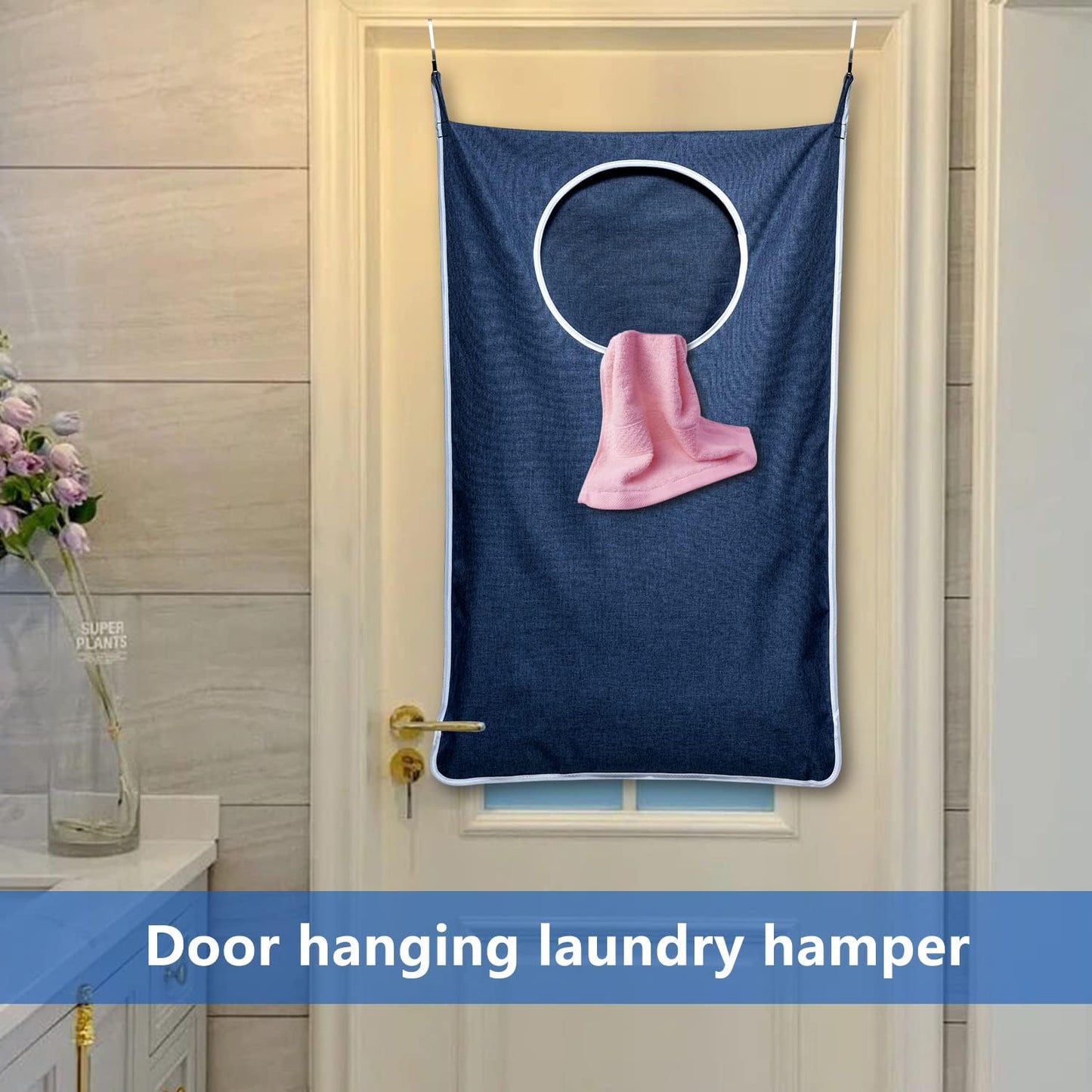 KEEPJOY Large Size 2Pack Hanging Laundry Hamper Bag, Door Hamper with 2 Hooks for Dirty Clothes - 35X21.6 inch - Blue (2Pack) - NestledHome