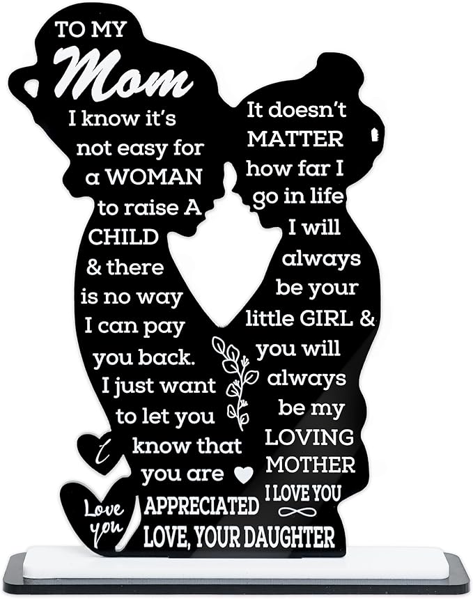 To My Mom Acrylic Plaque, Mom Gifts from Daughter, Best Mom Ever Keepsake, I Love You Mom Sign, Mothers Day Decor, Meaningful Sentimental Gift, Birthday Gift Idea