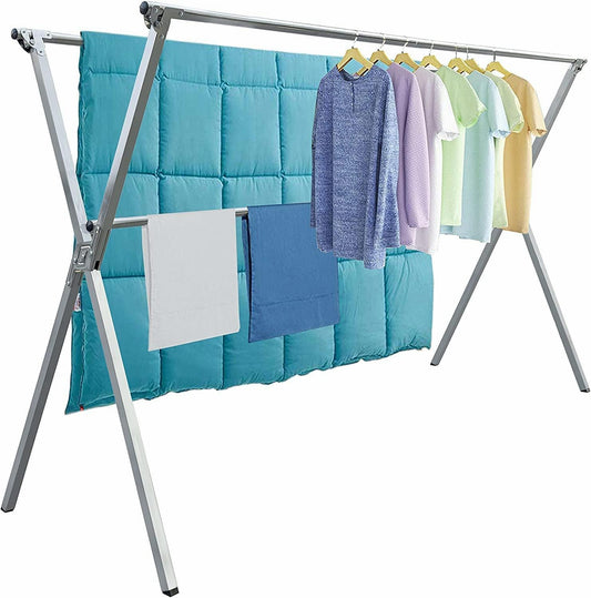 Clothes Drying Racks Outdoor, 82 Inches Updated Version,Stainless Steel Laundry Drying Rack for Indoor Outdoor and The Balcony,Length Adjustable Saves Space,with Windproof Hooks(002) - NestledHome