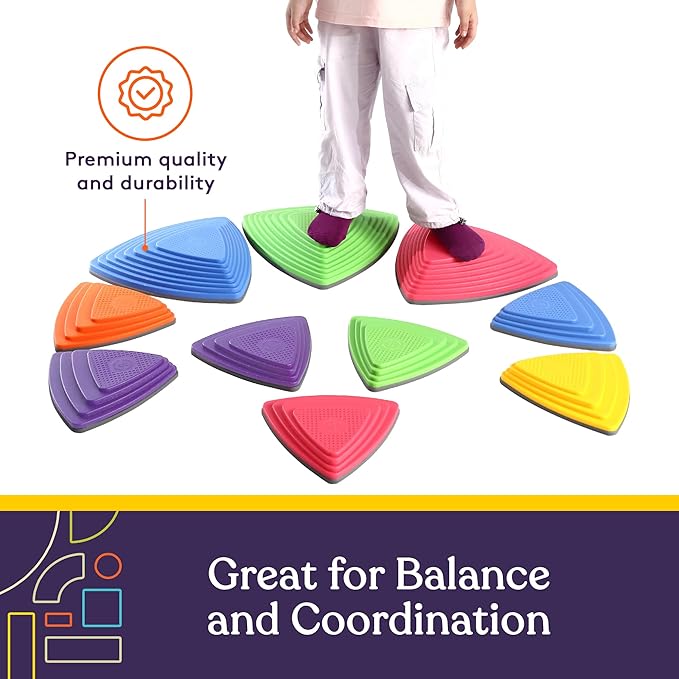 Special Supplies Stepping Stones for Kids Indoor and Outdoor Balance Blocks Promote Coordination, Balance Strength Child Safe Rubber, Non-Slip Edging