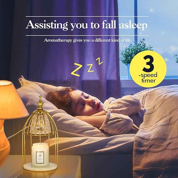 Candle Warmer Lamp for Top-Down Candle Melting, Vintage Aromatherapy Wax Melting lamp,Night Lamp (Gold)