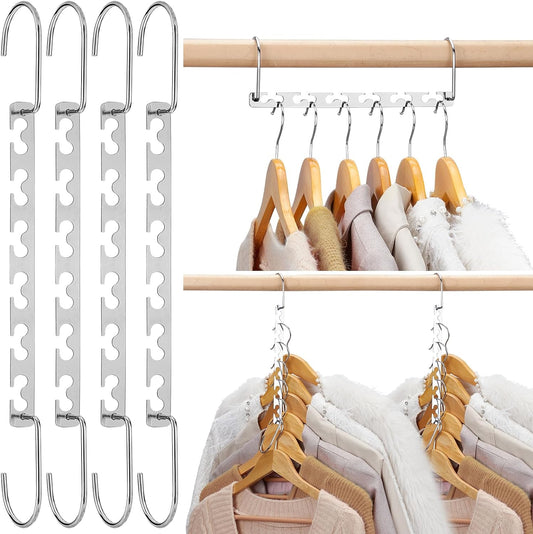 HOUSE DAY Space Saving Hangers for Clothes 6 Pack, Heavy Duty Hanger Organizer | 30 Lbs Capacity |, Metal Magic Hanger, Sturdy Multi Hangers, Closet Space Saver Closet Organizers and Storage - NestledHome