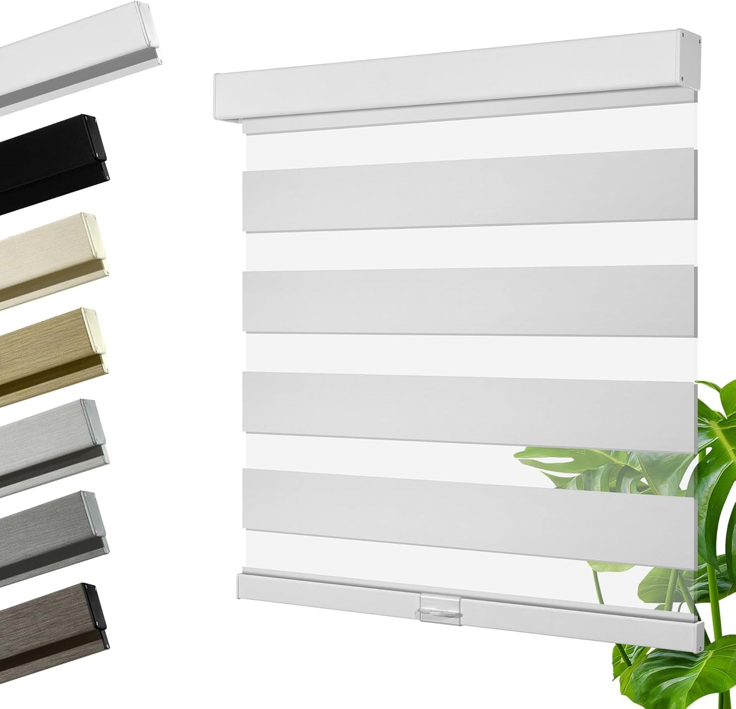 Cordless Zebra Blinds for Windows, Blackout Interior Blinds,Easy to Install,UV Protection,for Offices and Home,Custom Roller Shades, Solid White, 60" W x 48" H