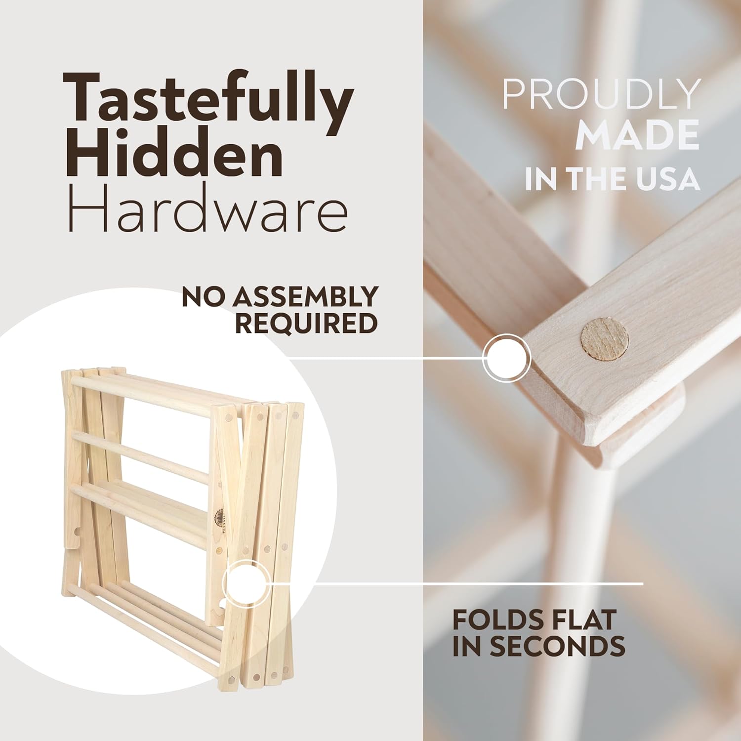 Pennsylvania Woodworks Premium American Maple Clothes Drying Rack - Handcrafted in Pennsylvania - Solid Wood Construction, Collapsible, Eco-Friendly Laundry Solution (Medium) - NestledHome