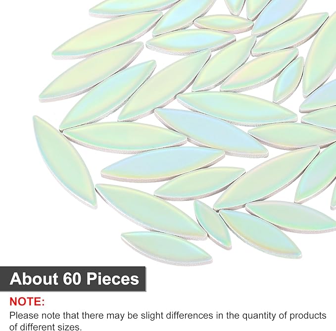 uxcell Ceramic Mosaic Tile, About 200g Teardrop Leaf Tile Mosaic Block for Handicrafts Artwork, Light Green/Blue