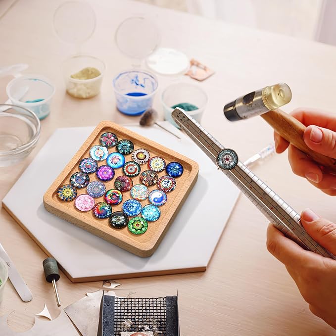 Operitacx 200pcs Mosaic Tiles for Crafts, Assorted Color Round Glass Tiles, Mosaic Pieces Glass Gems for Crafts DIY Mosaic Decor Home Decor 14mm