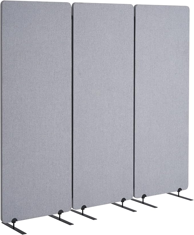 VEVOR 2FT Room Divider, 3 Panel PET Polyester Soundproof Room Screen, Folding Privacy Divider Portable Partition Divider for Room Separation, Freestanding Room Partitions for Office Study, Grey