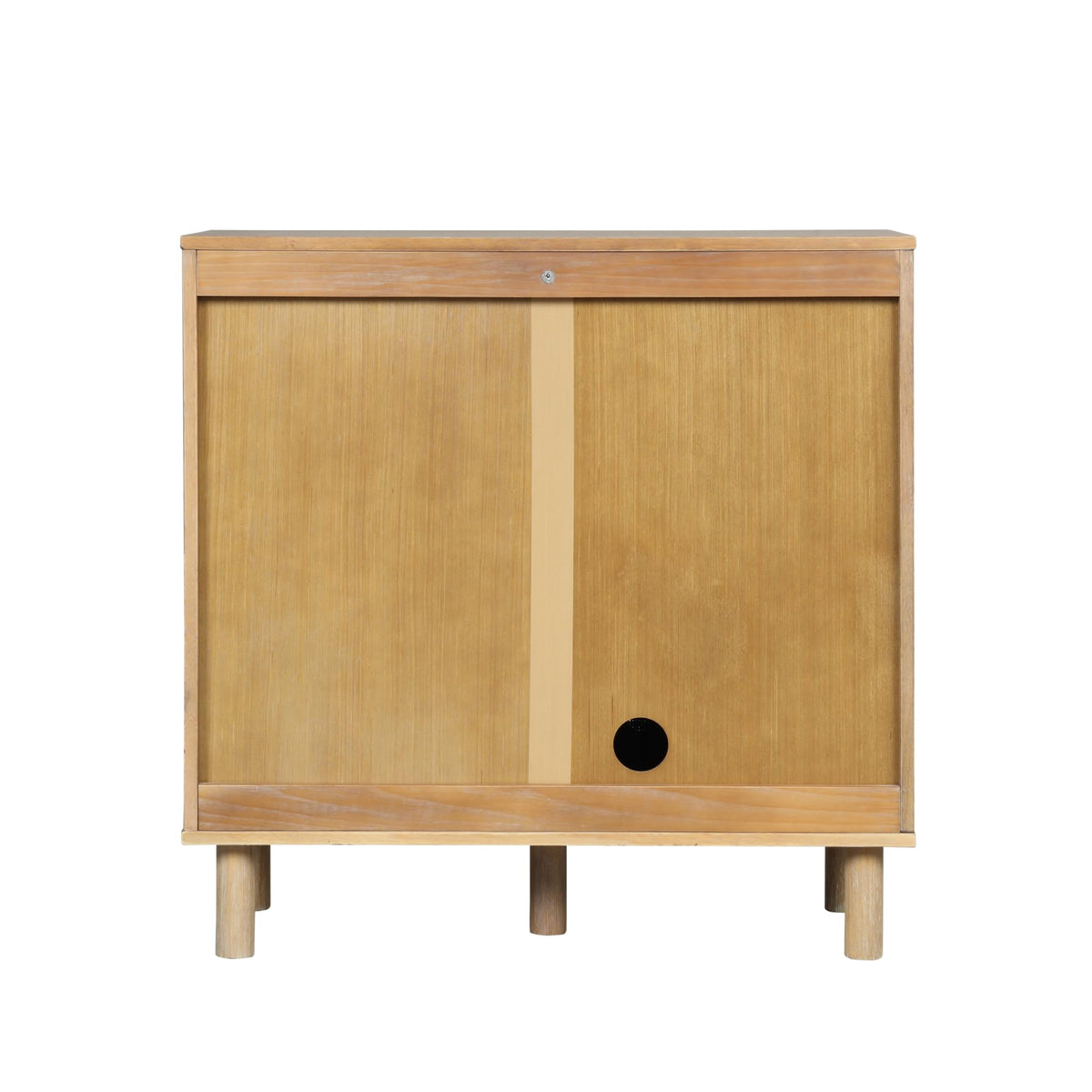 Beacon Accent Natural Sideboard Storage Cabinet TV Stand in Light Wood with Adjustable Interior Shelf and Seagrass Doors