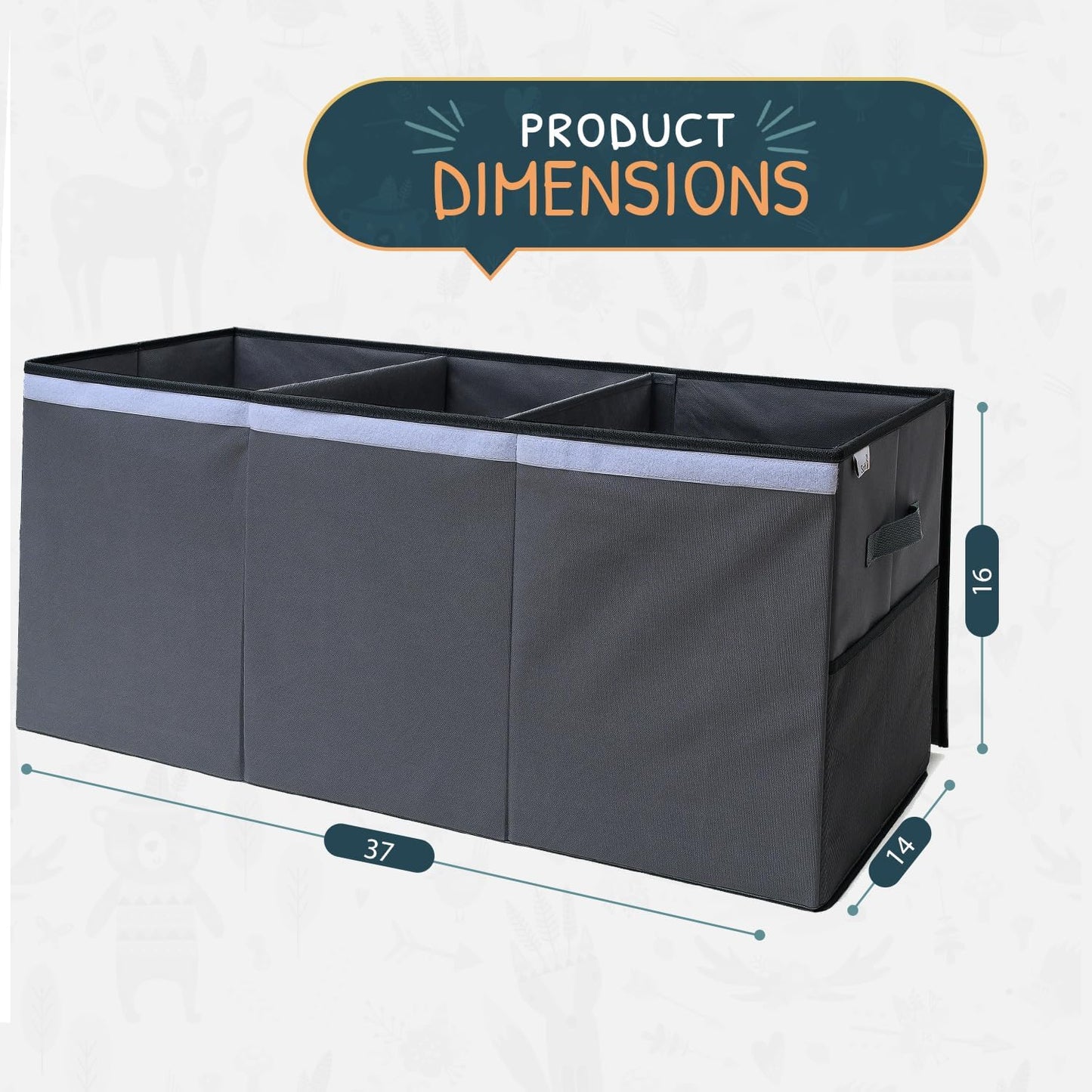 Extra Large Toy Storage Organizer with Lid - Sturdy, Collapsible Toy Chest Storage Box Design - Toys Bin with Dividers for Kids, Nursery, Bedroom, Playroom 37"x16"x14" - NestledHome