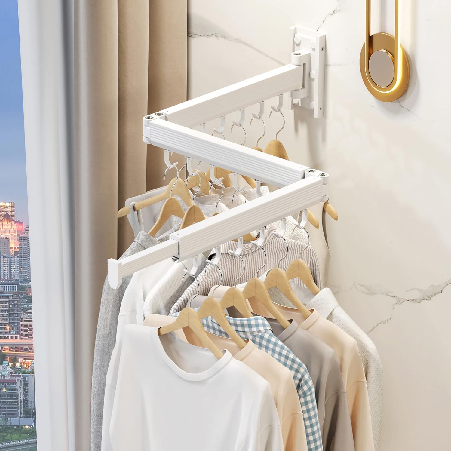 Wall Mounted Clothes Drying Rack, Collapsible Laundry Drying Rack, Retractable Foldable Drying Rack Clothing for Hanging Clothes - NestledHome