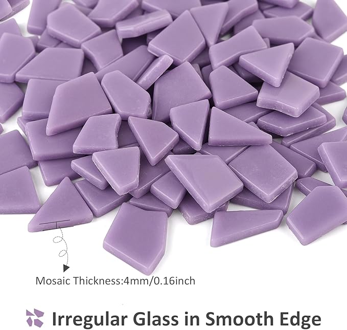Youway Style Purple Glass Mosaic Tiles for Crafts Bulk,200g Broken Glass Pieces for DIY Mosaic Art Decor,Garden Mosaic Supplies