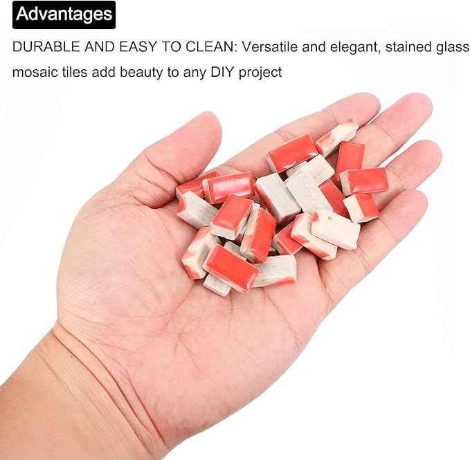 MECCANIXITY 200g Ceramic Mosaic Tiles for Crafts Bulk, Rectangle Red Ceramic Tiles for Mosaic Kits Garden Stepping Stone Cup Mat
