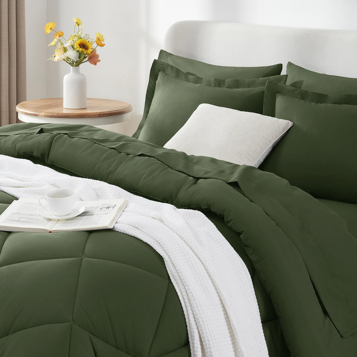 King Comforter Set 102"x90" Olive Green