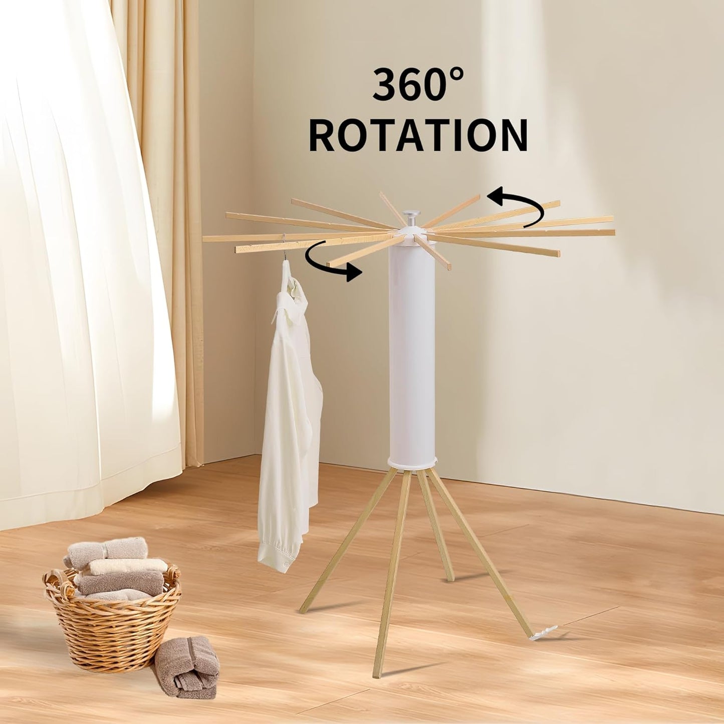 Clothes Drying Rack 4 Legs,Laundry Hanger Dryer Rack,Portable Drying Rack,Foldable Drying Rack-Drying Rack Clothing Laundry Bedroom Household Wooden-12rods - NestledHome