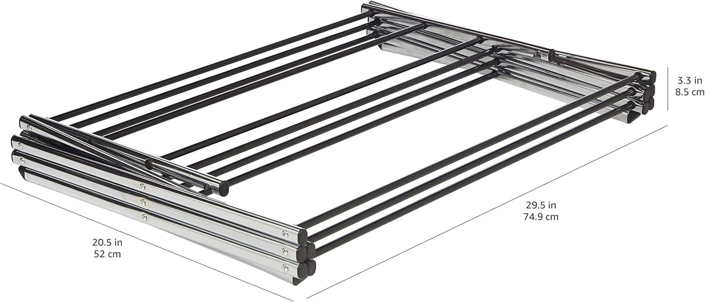 Amazon Basics Foldable Portable Laundry Drying Rack for Indoor Air Drying Clothing, 14.5 x 29.5 x 41.8 inches (LxWxH), Chrome Silver - NestledHome