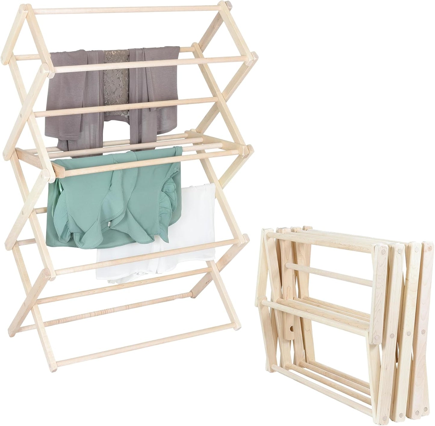 Pennsylvania Woodworks Clothes Drying Rack: Solid Maple Hard Wood Laundry Rack for Sweaters, Blouses, Lingerie & More, Durable Folding Drying Rack, Made in USA, No Assembly Needed, Medium - NestledHome