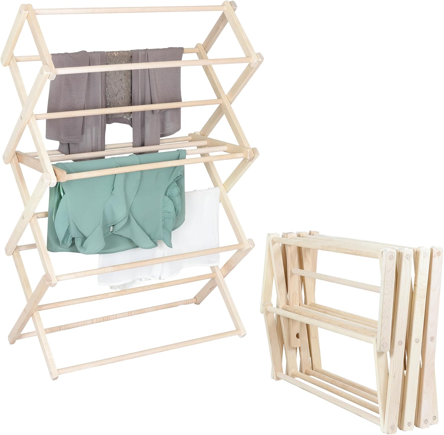 Pennsylvania Woodworks Clothes Drying Rack: Solid Maple Hard Wood Laundry Rack for Sweaters, Blouses, Lingerie & More, Durable Folding Drying Rack, Made in USA, No Assembly Needed, Medium - NestledHome