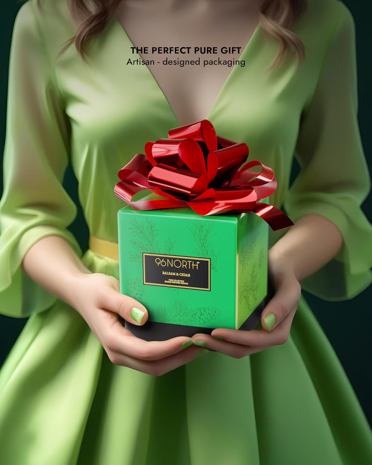 96NORTH Pure Candle Balsam & Cedar Scented | 100% Natural Soy Wax | 1-Wick Jar Candle | Natural Fragrance Technology | Non Toxic | Up to 35 Hours Burning Time | Ideal Christmas Candles Gift - NestledHome