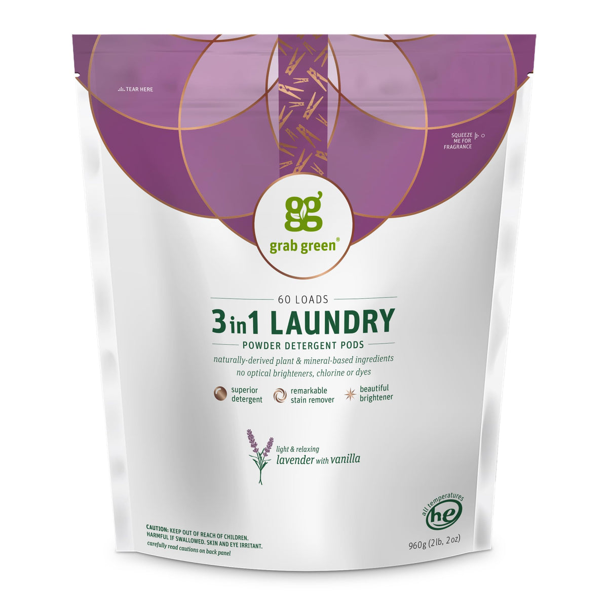 3-in-1 Laundry Detergent Pods, 60 Count, Lavender + Vanilla