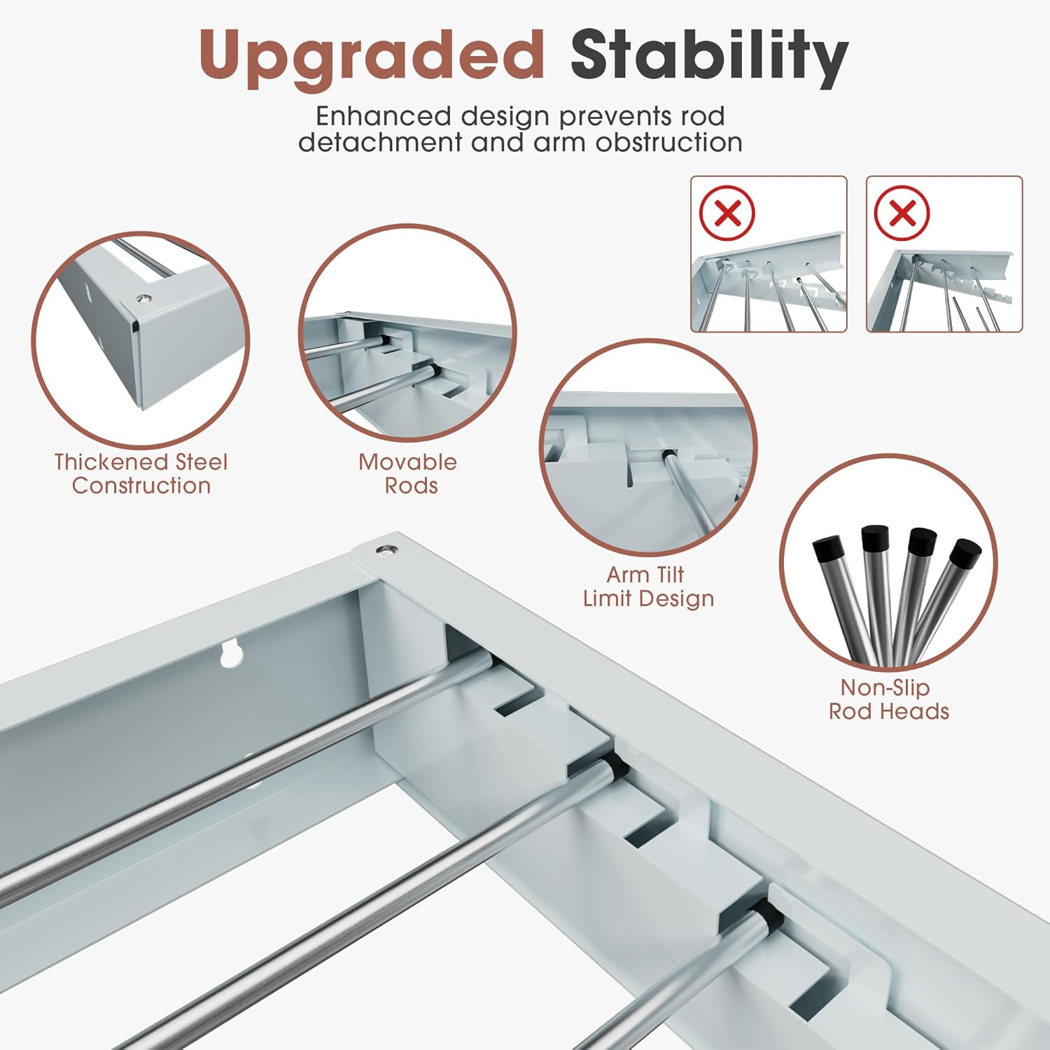 Foldable Wall-Mounted Drying Rack, Heavy-Duty 60 lb Capacity – Space-Saving Folding Laundry Hanger with 10 Clips, Rust-Proof Aluminium Clothes Dryer for Indoor & Outdoor Use - NestledHome