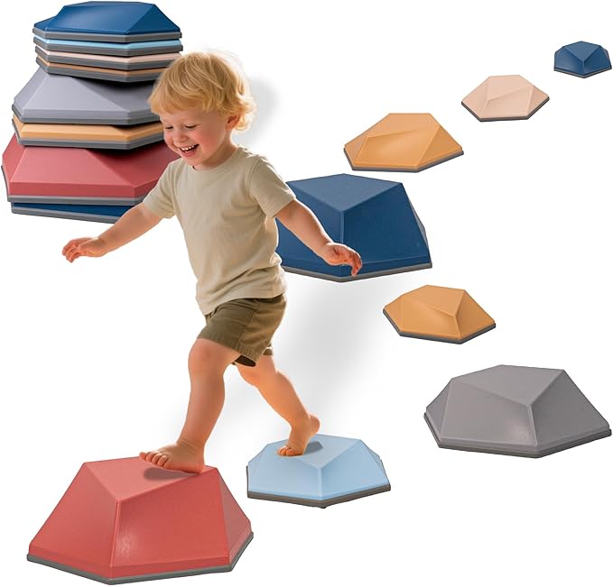 Kids Stepping Stones 8PCS for Balance & Motor Skill Development, Versatile Coordination Training Blocks for Play and Learning