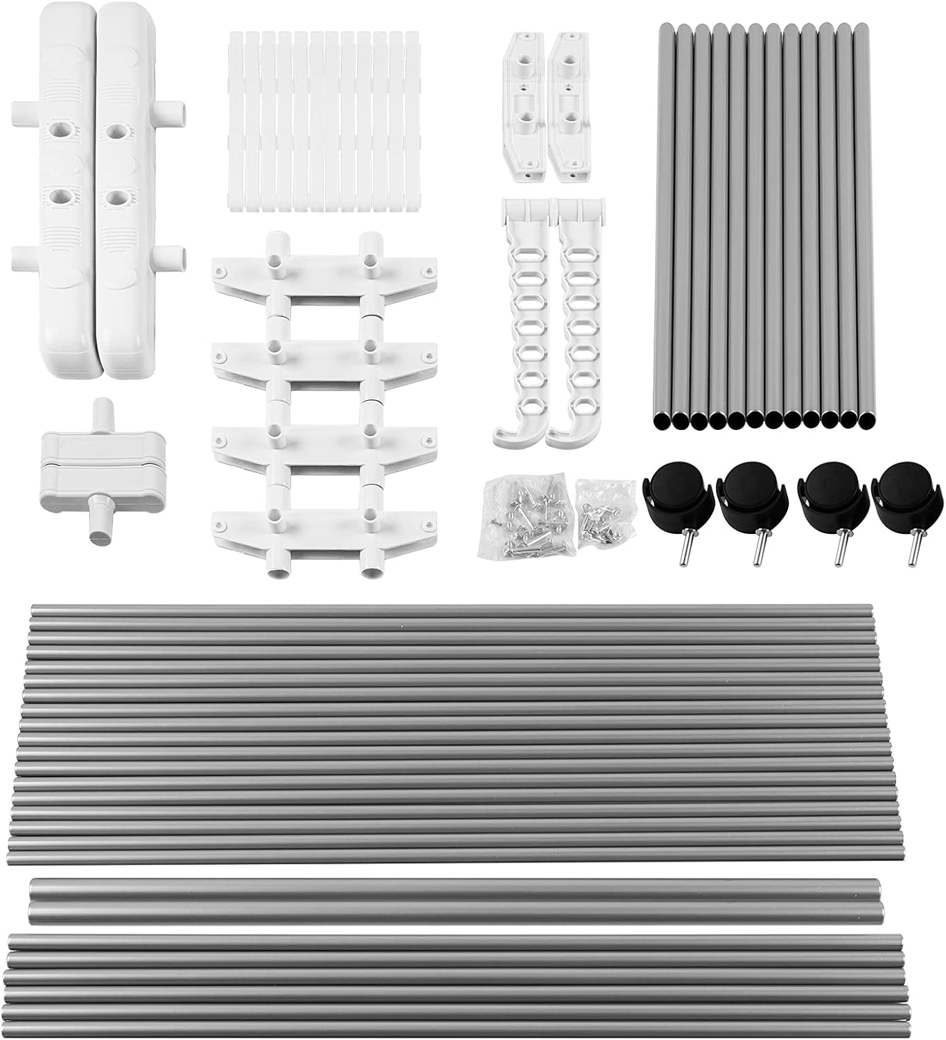 Bigzzia Clothes Drying Rack, Folding Stainless Steel Drying Rack Clothing Indoor Outdoor, Space-Saving, 4 Tier Laundry Drying Rack with Two Side Wings -Grey White - NestledHome