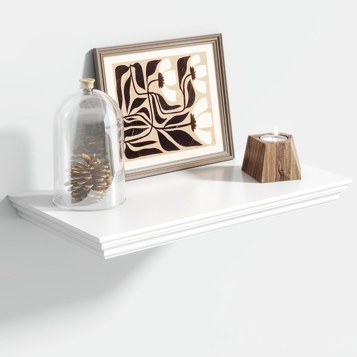 Floating Shelves for Wall, 16 Inch Wall Mounted White Hanging Shelf for Kitchen, Living Room, Office, Bedroom, Bathroom, Retro Vintage Wood Bookshelf for House Decor - NestledHome