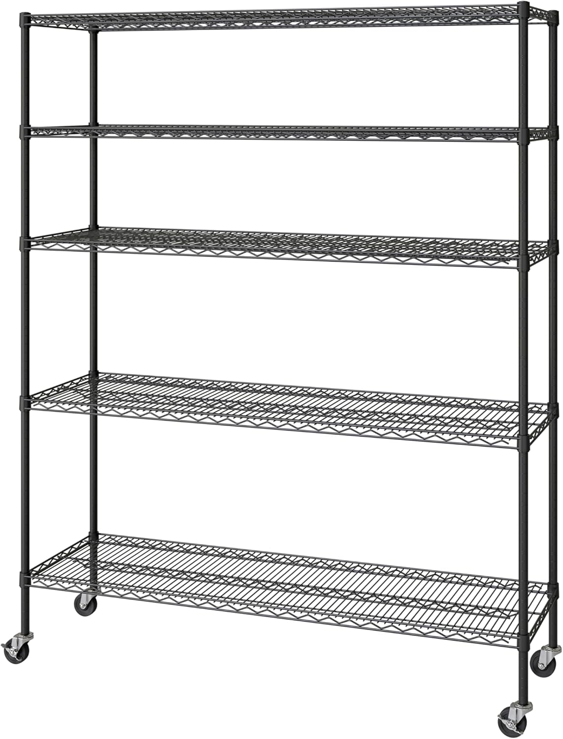 Seville Classics UltraDurable Heavy Duty NSF Solid Steel Wire Rack Storage Unit, Organizer for Garage, Warehouse, Office, Restaurant, Classroom, Kitchen, Black, 5-Tier Shelving, 60" W x 18" D - NestledHome