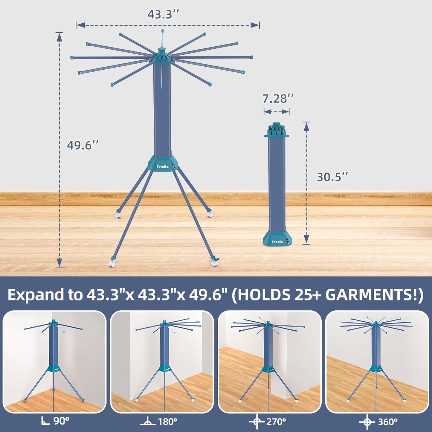 Clothes Drying Rack Foldable & Collapsible Drying Racks with 4-Leg Octopus Design, Large Capacity Space Saving Indoor Drying Rack for Bedroom,Balcony,Laundry for Indoor/Outdoor Use(Grey & Green) - NestledHome