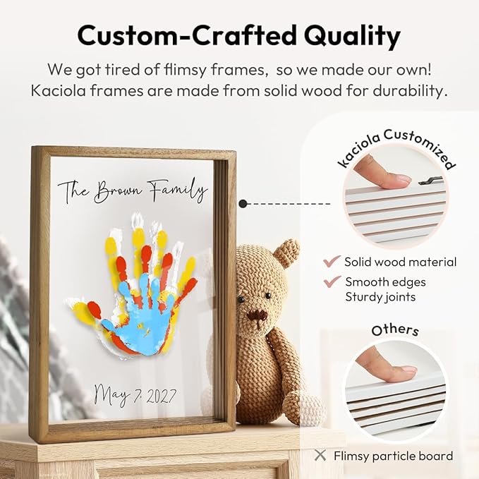 Kaciola Family Handprint Kit, DIY Newborn Keepsake Frame, Baby Hand and Footprint Kit, Unique New Baby Gift for Mothers Day Crafts Anniversary (Brown)