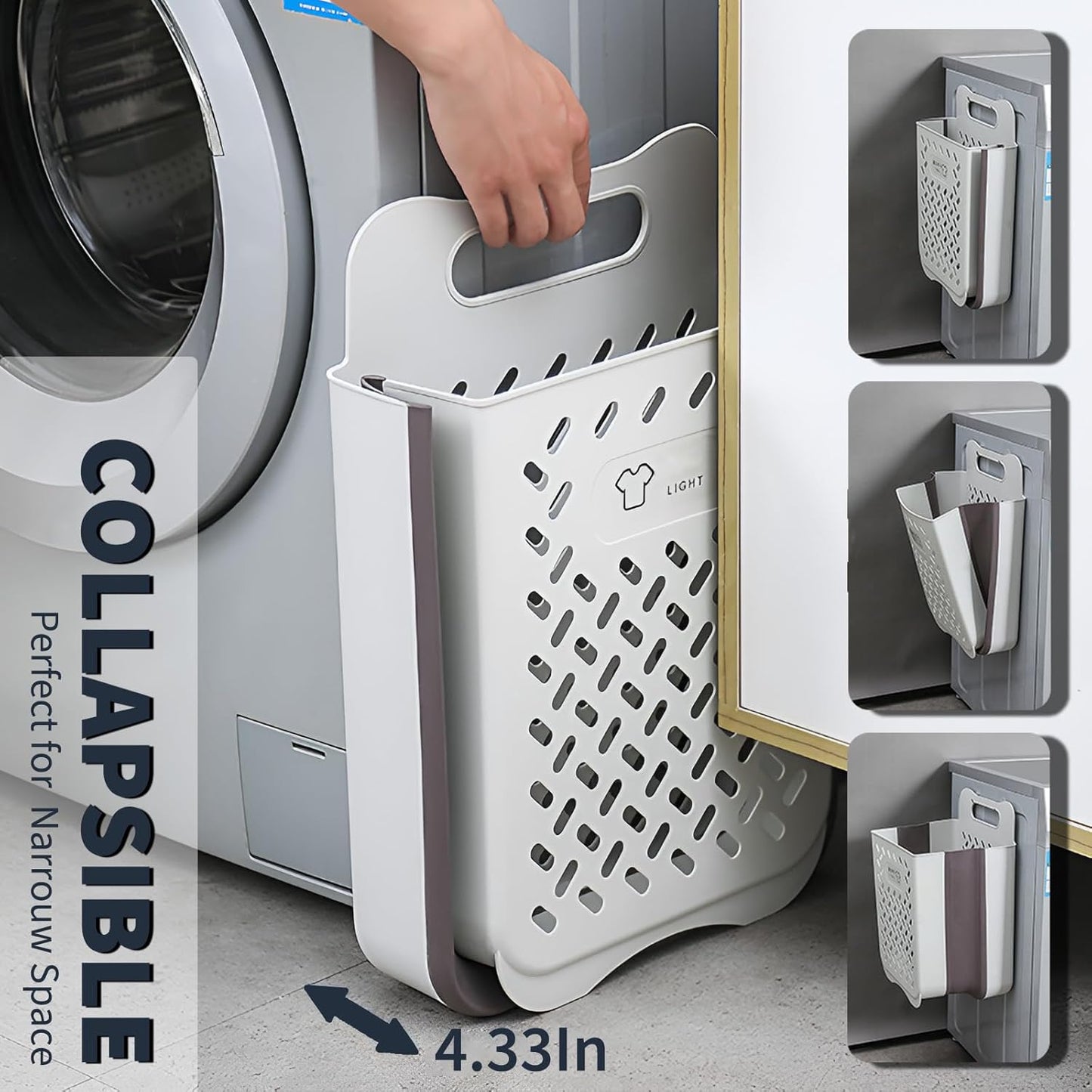 Plastic Foldable Laundry Basket with Handle, 42L Wall Mounted Laundry Hamper Freestanding Dirty Clothes Hamper, Collapsible Laundry Baskets Pop Up Hamper Storage Container for Snacks Dolls - NestledHome