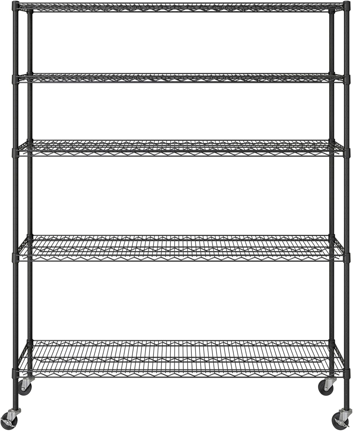 Seville Classics UltraDurable Heavy Duty NSF Solid Steel Wire Rack Storage Unit, Organizer for Garage, Warehouse, Office, Restaurant, Classroom, Kitchen, Black, 5-Tier Shelving, 60" W x 18" D - NestledHome