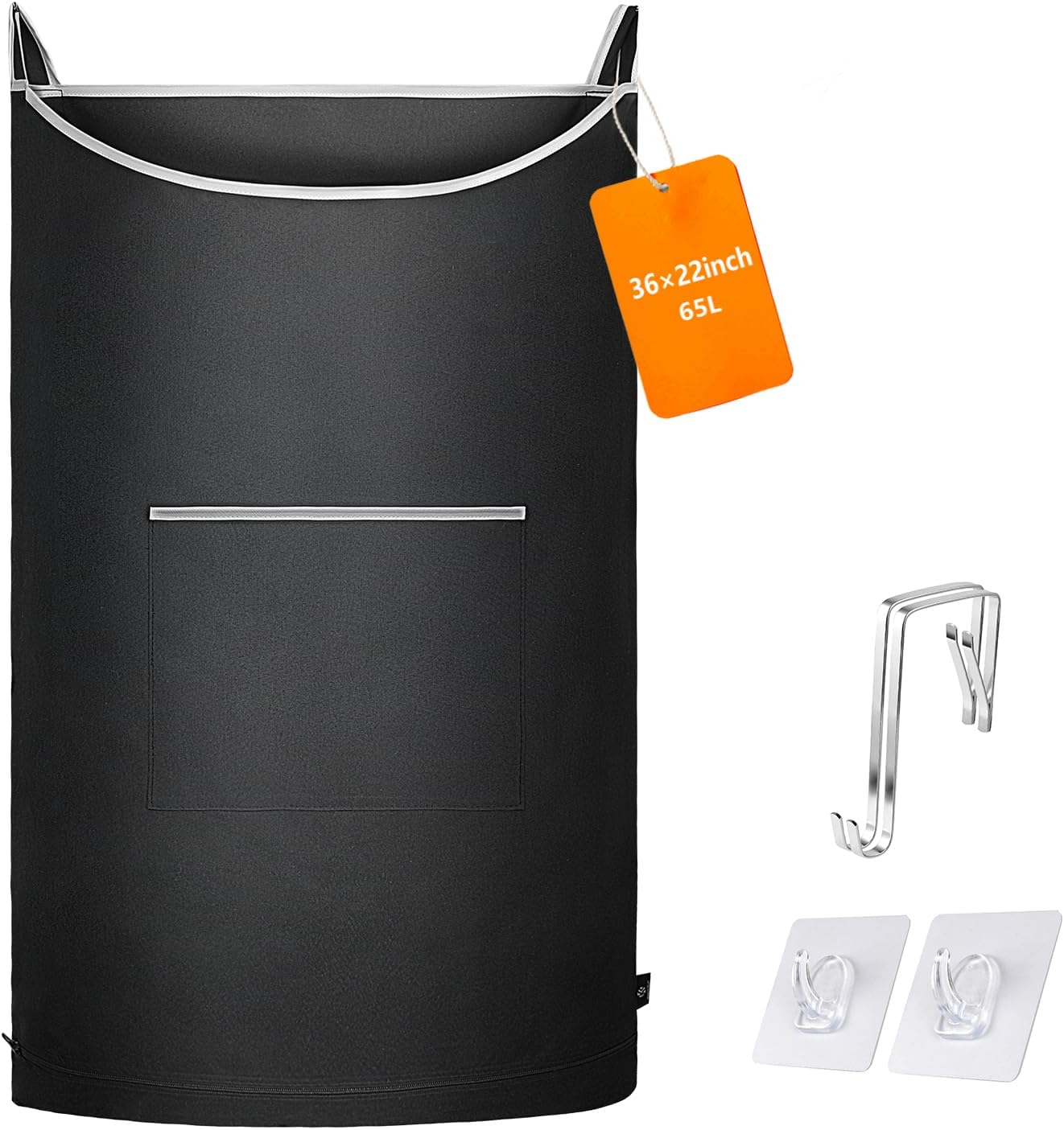 XL Hanging Laundry Hamper Bag, Black Door Hanging Hamper with Large Openging, Hanging Laundry Bag and Basket for Home, Dorm, or Travel,Durable and Stylish Design(Black 36x22Inch) - NestledHome