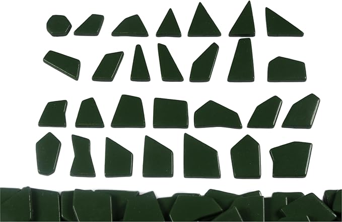 Irregular Glass Mosaic Tiles Bulk 500g Glossy and Iridescent Mosaic Glass Tiles for DIY Projects and Arts and Crafts Solid Colors and Mixes (Glossy Dark Green)