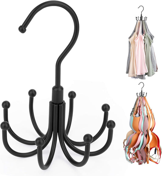 ZEDODIER Tank Top Hanger, Rotatable Bra Organzier for Closet, Max 24 Storage Capacity Sport Bra Holder, Metal Space Saving Closet Organizers and Storage, Black - NestledHome
