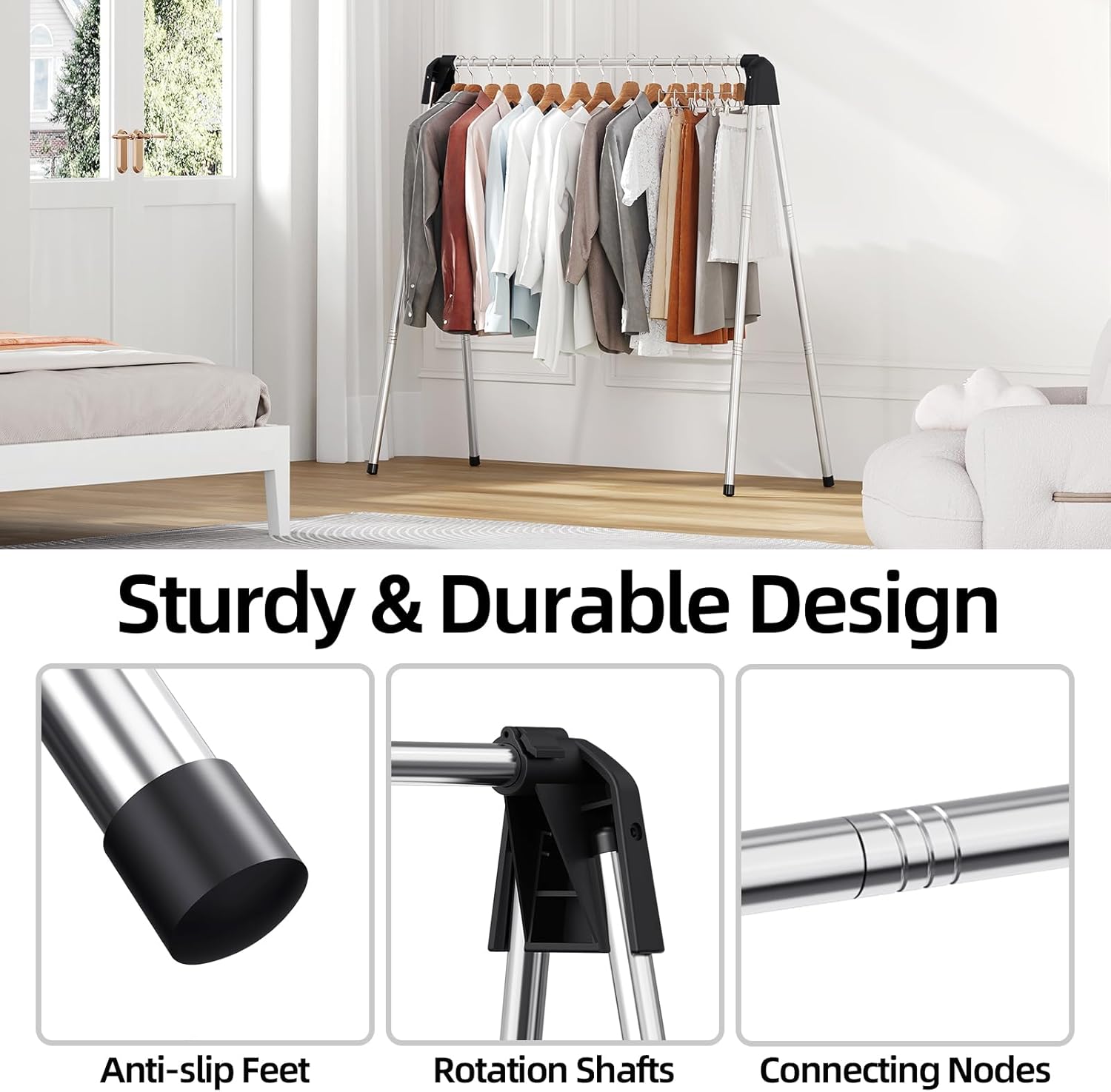 APEXCHASER Clothes Drying Rack Foldable, Stainless Steel Laundry Drying Rack Collapsible, Clothes Hanger for Sweater Baby Clothes Towel for Indoor & Outdoor, Portable Clothes Airer for Travel - NestledHome