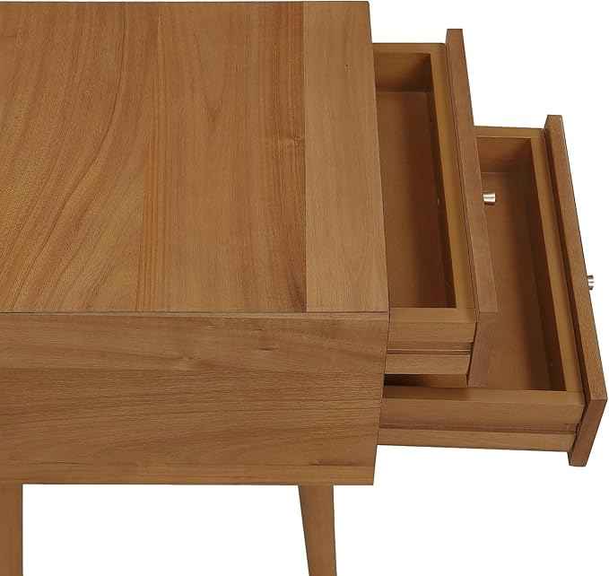 Nathan James 32704 Harper Mid-Century Oak Wood Nightstand with 2-Drawers, Small Side End Table with Storage, Brown