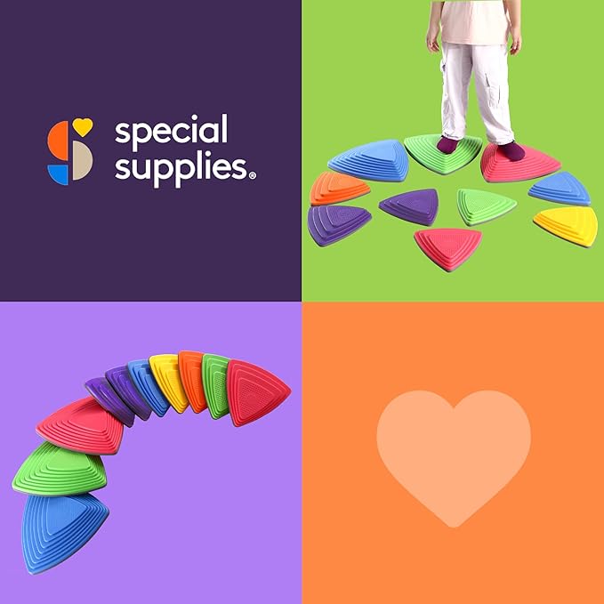 Special Supplies Stepping Stones for Kids Indoor and Outdoor Balance Blocks Promote Coordination, Balance Strength Child Safe Rubber, Non-Slip Edging