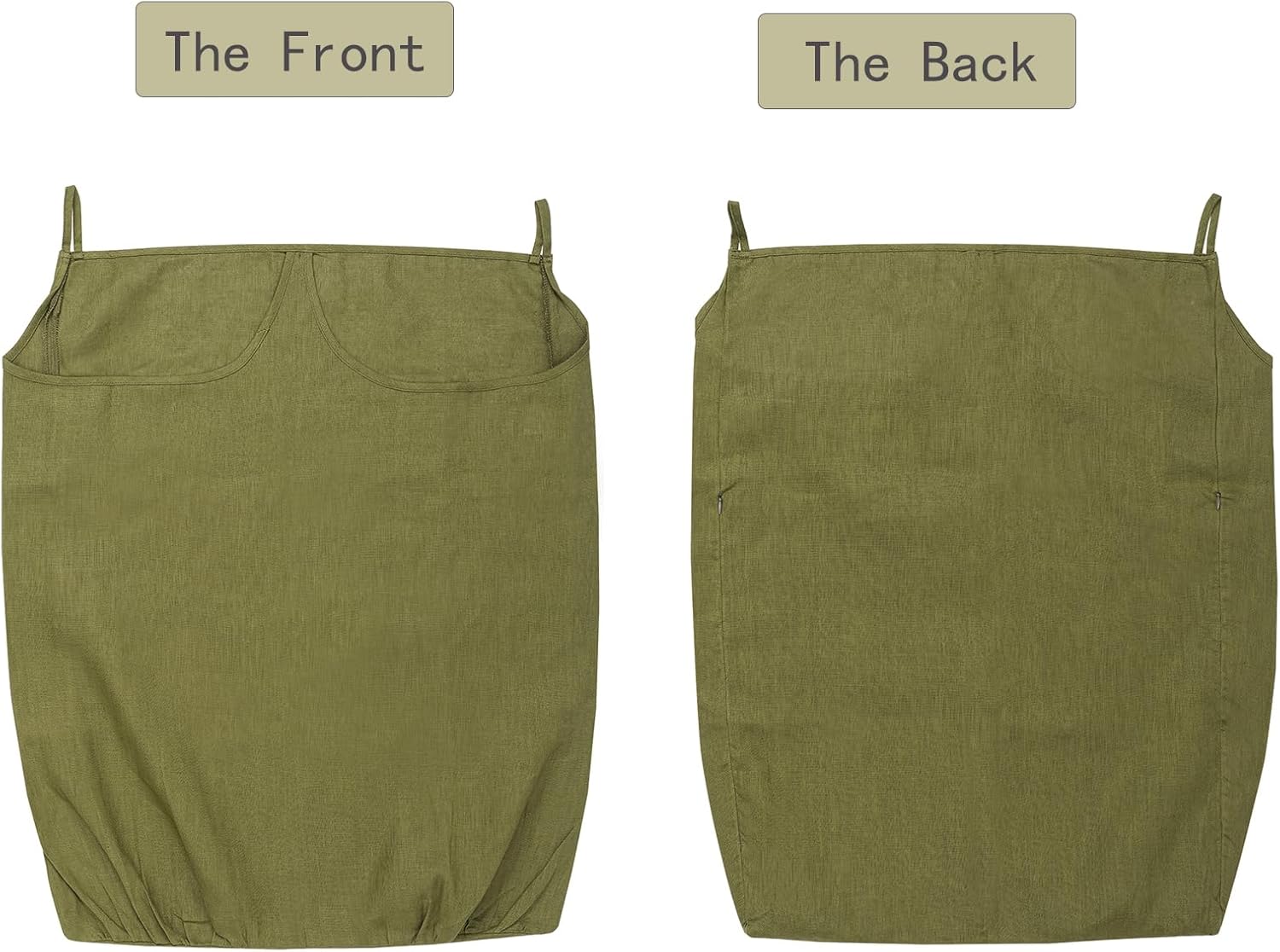 100% Pure Linen Dual Hanging Laundry Bag with 2 Deep Pocket and 2 Side Zipper 20x27in, Over The Door Laundry Hamper Space Saving Hampers for Dirty Clothes Home Travel, Green - NestledHome
