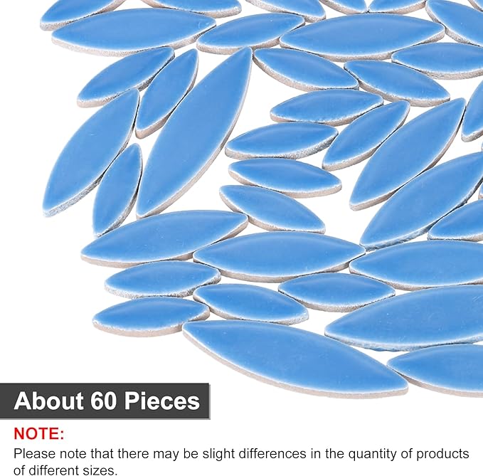 uxcell Ceramic Mosaic Tile, About 200g Teardrop Leaf Tile Mosaic Block for Handicrafts Artwork, Greenish-Blue