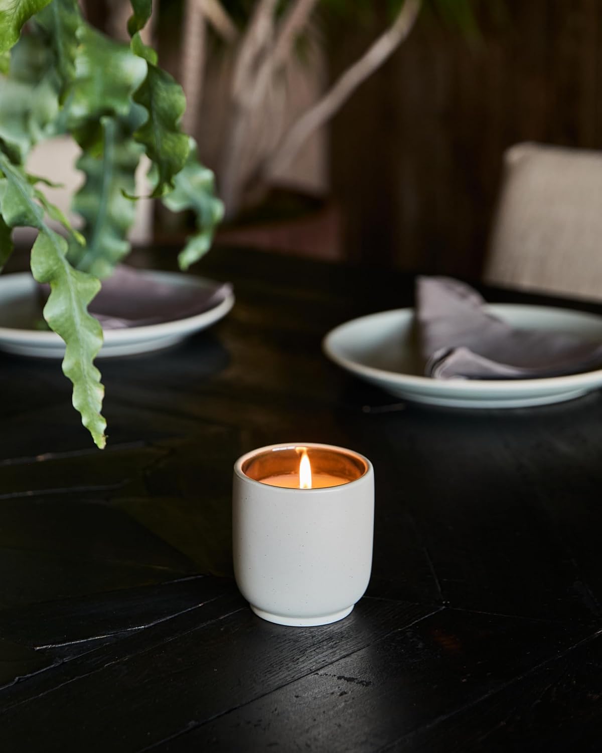 Homecourt Luxury Scented Candle, Mandarin Basile Scent, 60-Hour Burn Time, Soy Wax Blend, Organic Cotton Wick, Kiln-Fired Reusable Ceramic Vessel, 8 Oz - NestledHome